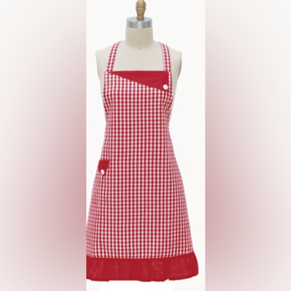 NWT red Kay Dee Designs gingham apron red R5091